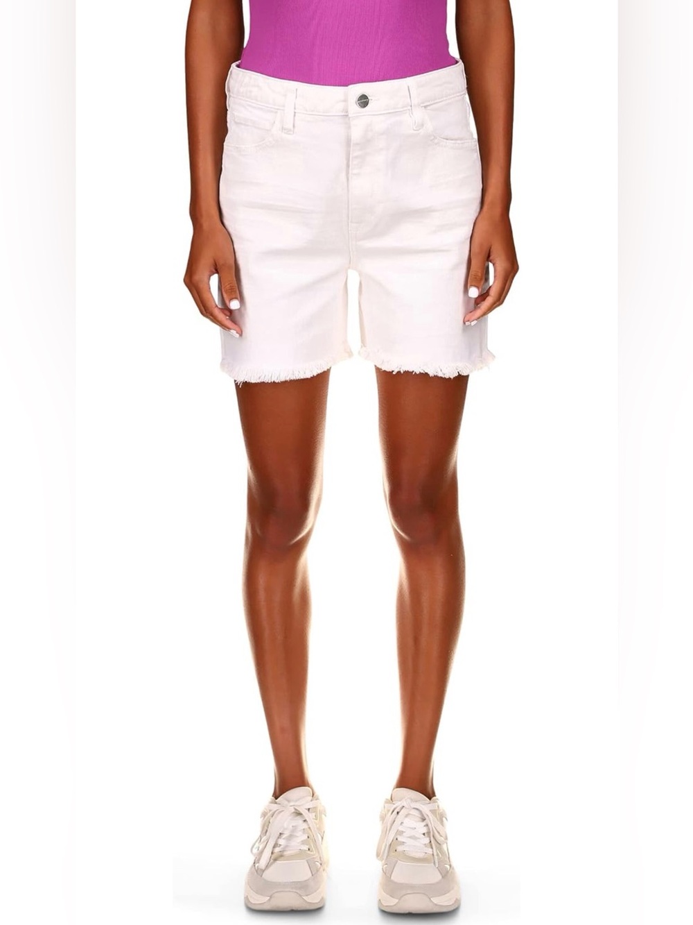 White Frayed Hem Women's Denim Shorts